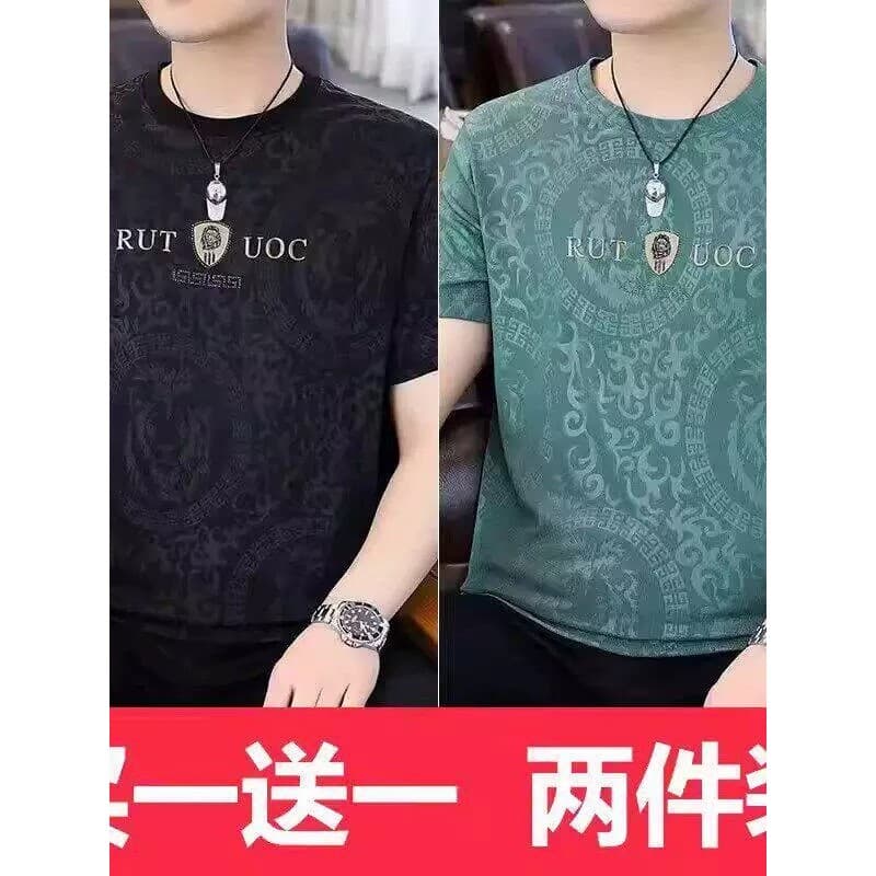 Camiseta masculina de manga curta de seda gelo verão fino ajuste meia manga de secagem rápida estilo fino Plus Size na m