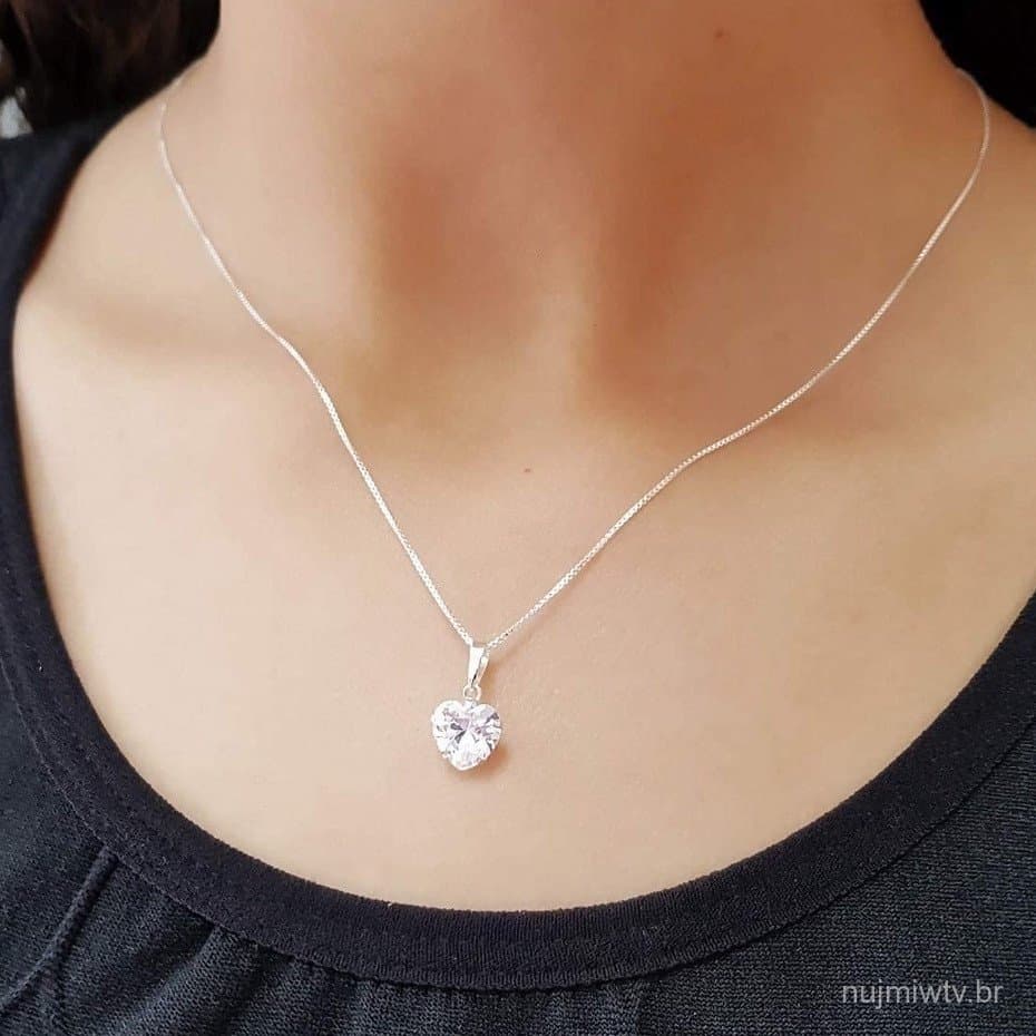 Colar Choker coração Ponto De Luz Folheado A Prata 925 Validade 3 meses
