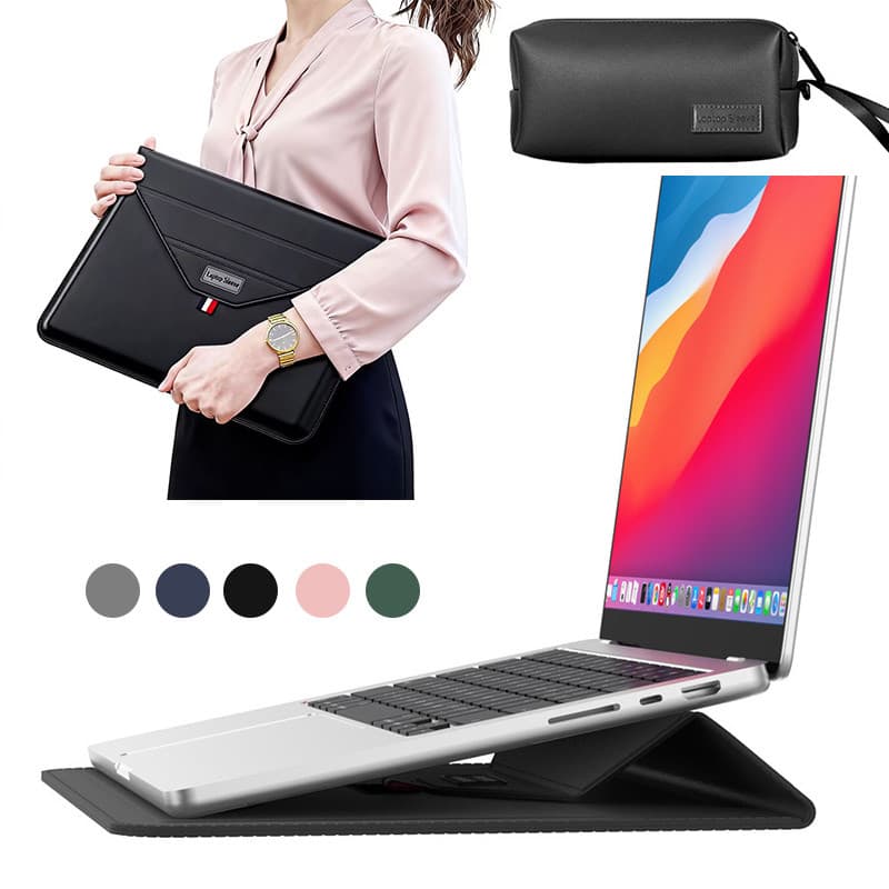 Mochila para notebook de alta qualidade, couro, 13 a 16 polegadas, com suporte e bolsa para carregador