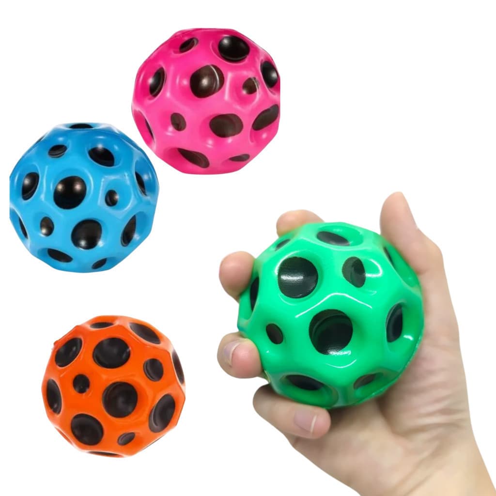 Kit Bola Saltitante Espacial De Borracha Formato Lunar Pula Pula Muito Alto Bola Maluca Anti-stress Brinquedo Infantil