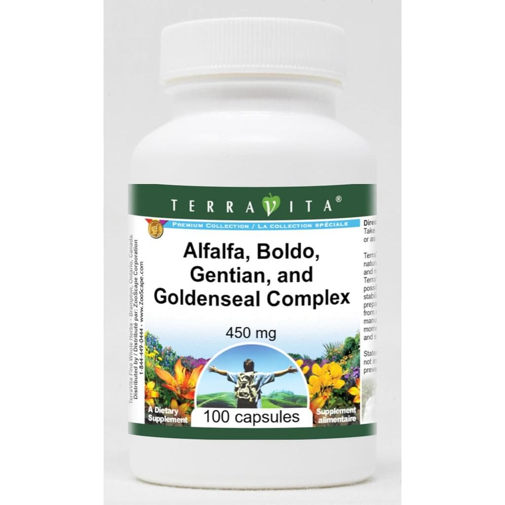 Complexo de Alfalfa, Boldo, Genciana e Goldenseal - 450 mg (100 Cápsulas, ZIN: 512002)
