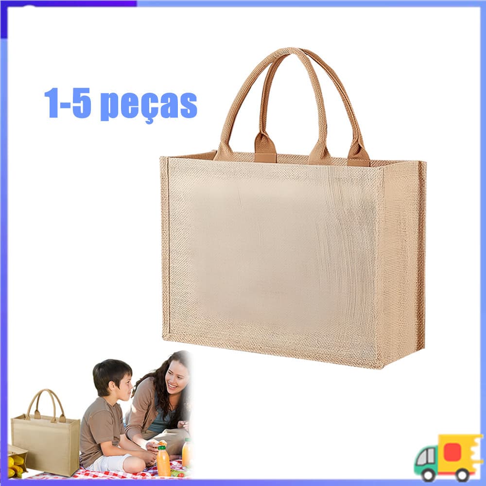 Bolsa de linho feminina, bolsa grande ecológica de praia, sacola de compras, sacola de presente de casamento