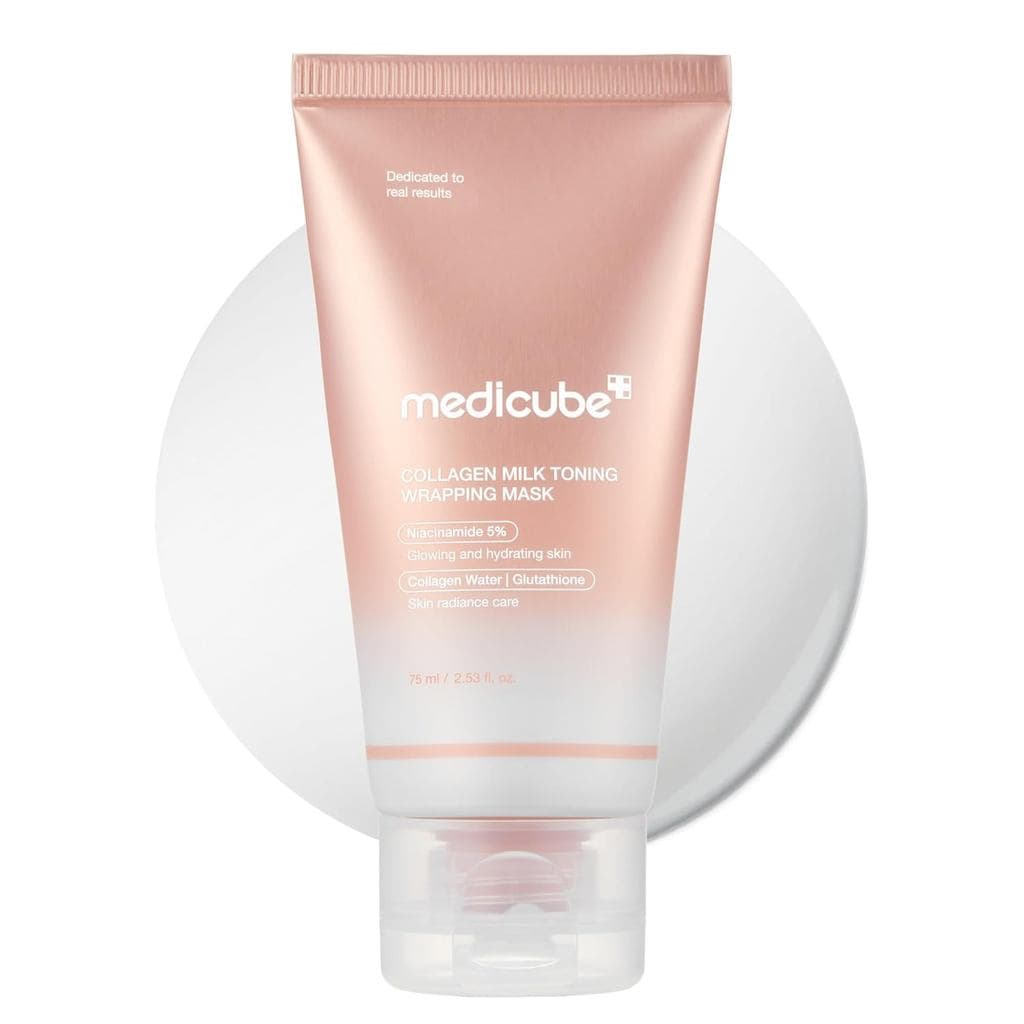 Máscara Facial Medicube Wrapping Mask Collagen Glazed Milky Glow para Uso Diurno |   Cuidado Rápido e Fácil com Glutatio