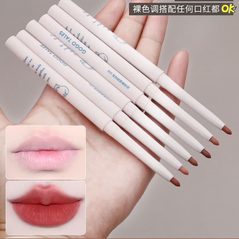 Gogo dança lábio forro Nude fosco batom resistente à água moldar lábio realce sombra gancho linha lápis labial feminino