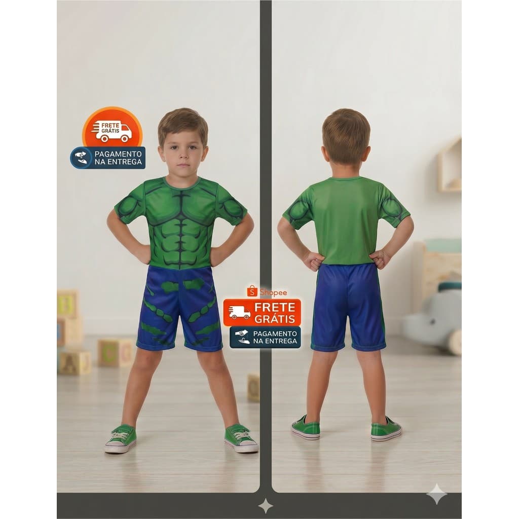 Fantasia Infantil Hulk Kids Confortavel Premium