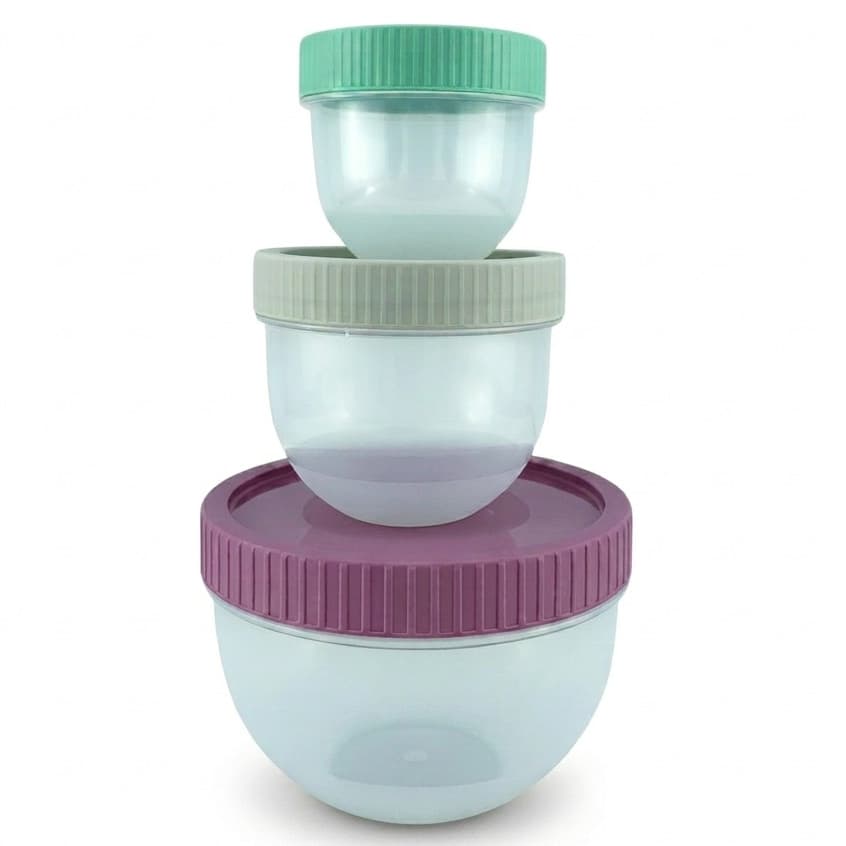Kit 3 Potes Hermético Redondo 400ml - 175ml - 70ml - Vedação Ipermeável em Rosca