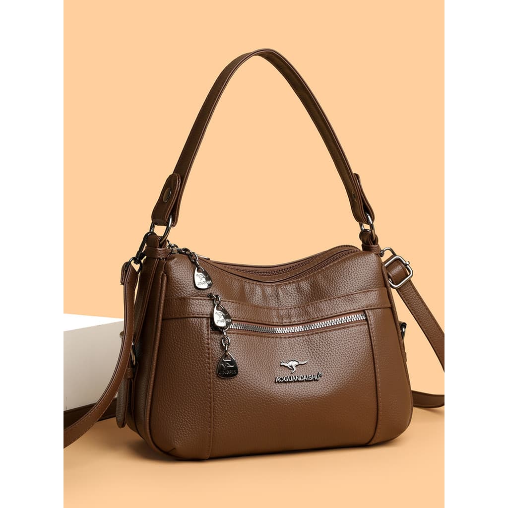 Luo Botu 2026 novo estilo bolsa feminina de couro macio grande capacidade moda bolsa mensageiro de um ombro couro genuín