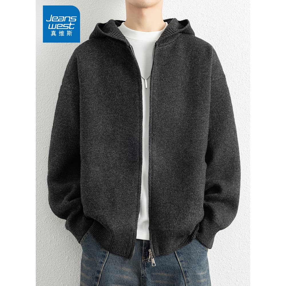 Zhenweisi outono inverno novo estilo com capuz camisola de malha Cardigan masculino na moda All-Ma
