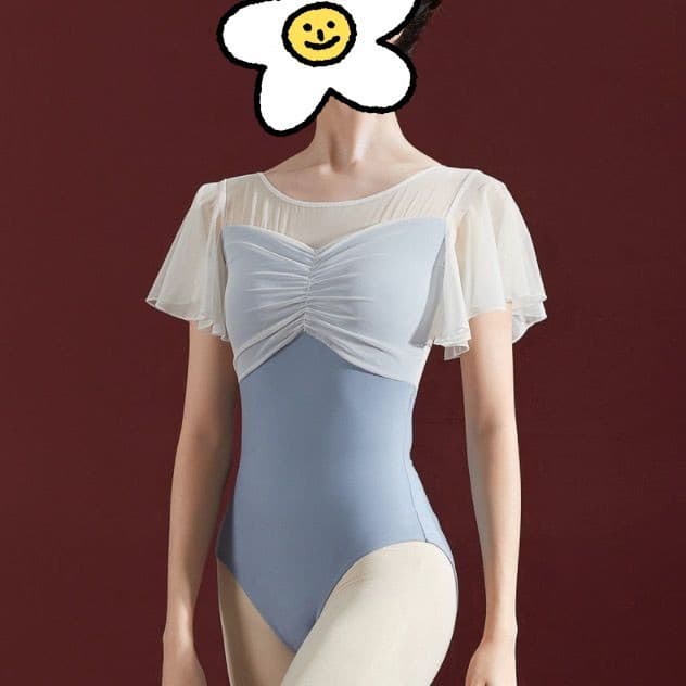 Terno de dança feminino verão adulto Ballet prática terno de manga curta macacão de dança ginástica terno Bodysuit [E510
