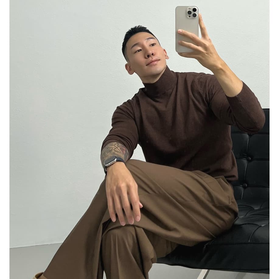 Suéter masculino de gola alta pequena das forças especiais americanas, suéter de lã com fio girado de alta qualidade, go