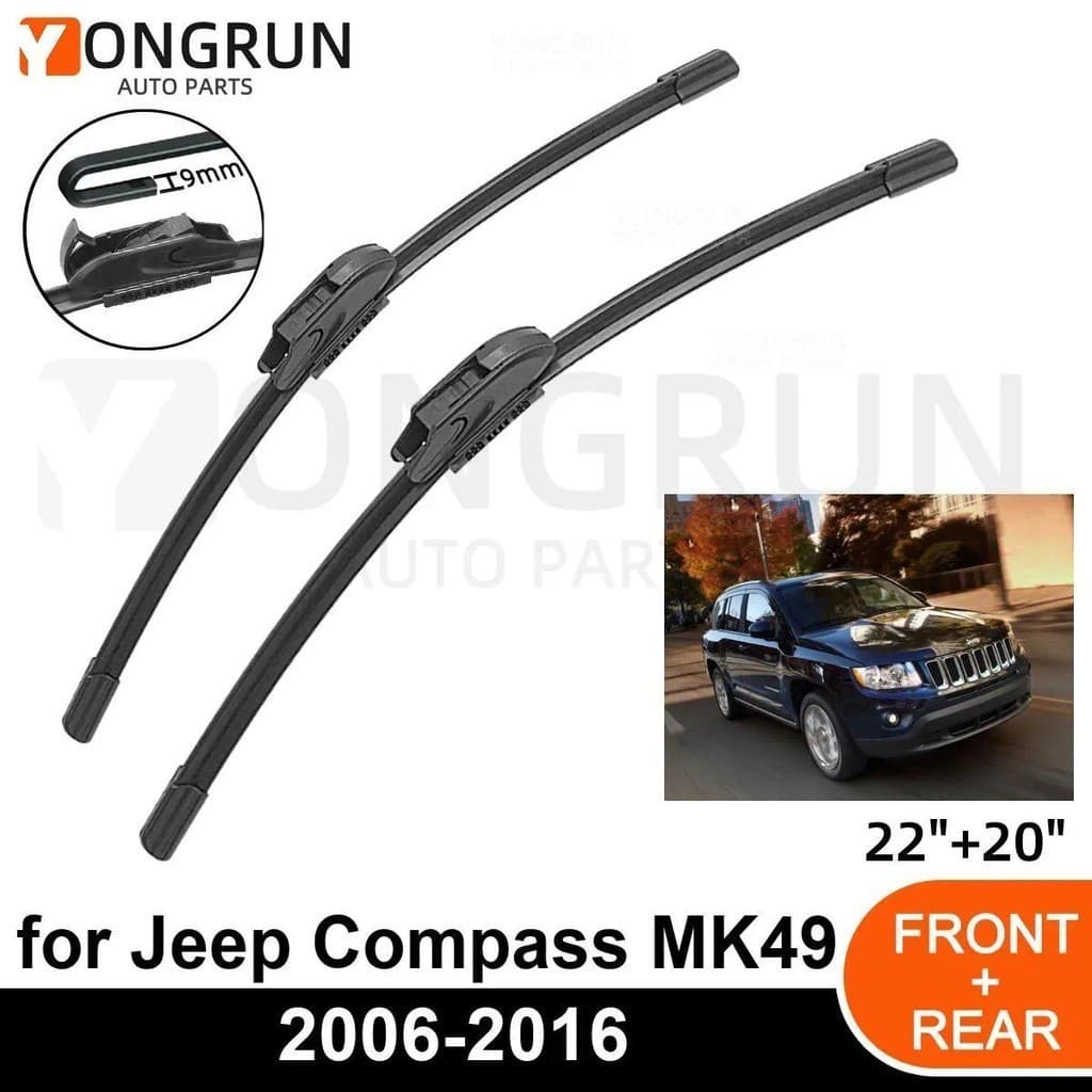 Limpadores De Para-Brisa Dianteiro De Carro , Jeep Compass MK49 2006-2016 , Lâmina De Limpador De Borracha 22 " + 20 " ,