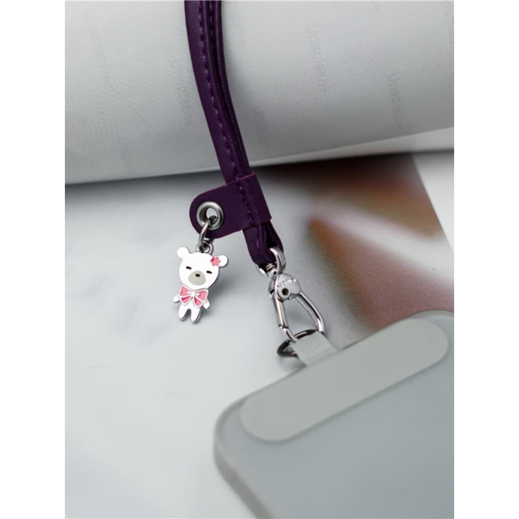 Pequeno urso corrente do telefone móvel bonito clipe de couro do telefone móvel corrente longa feminino requintado cordã