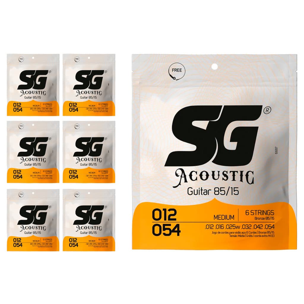 Kit 7 Encordoamento P/Violão Aço Bronze 85/15  0.012 SG