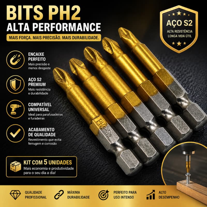 Conjunto de 5 peças de chaves de fenda Philips com revestimento magnético
