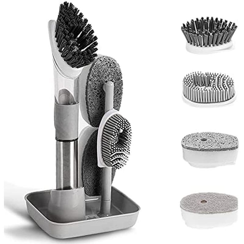 Escova De Limpeza D Conjunto Wid 4 Cabeças De Substituição Prato Dispensador De Sabão Para Cozinha ScrD Pote Pan Pia Arm