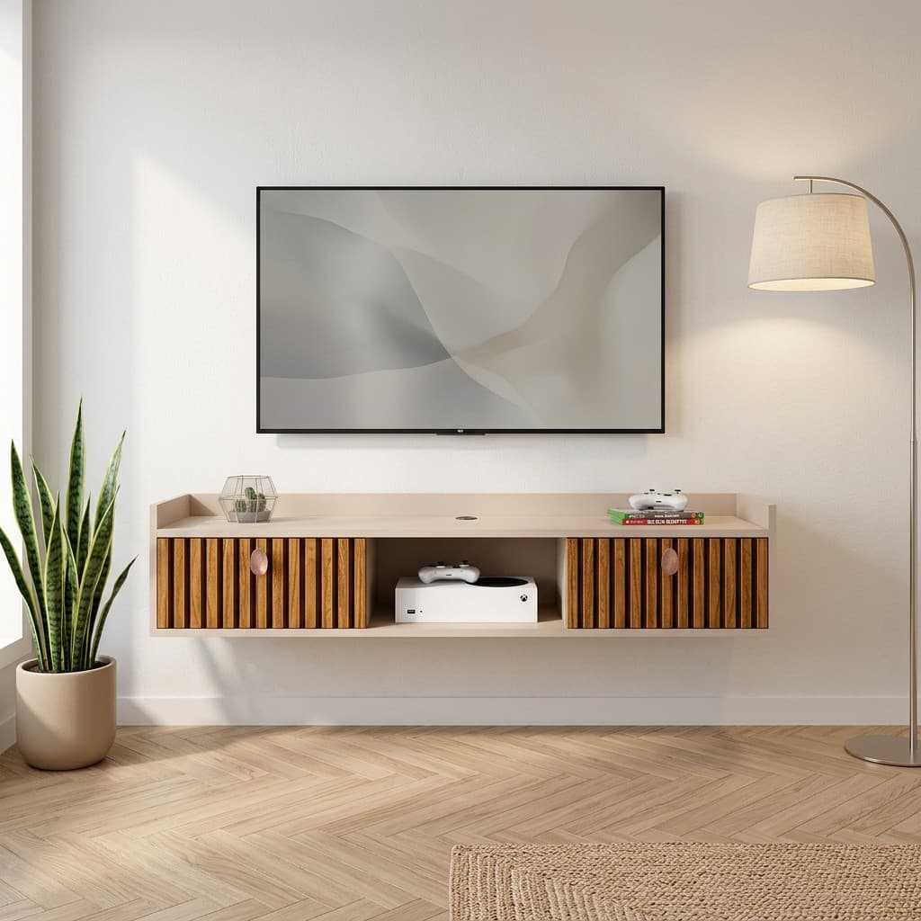 Rack Suspenso Sala Tv 1.20cm Home LIFE Decoração Sala Quarto nicho 2 Porta Painel TV