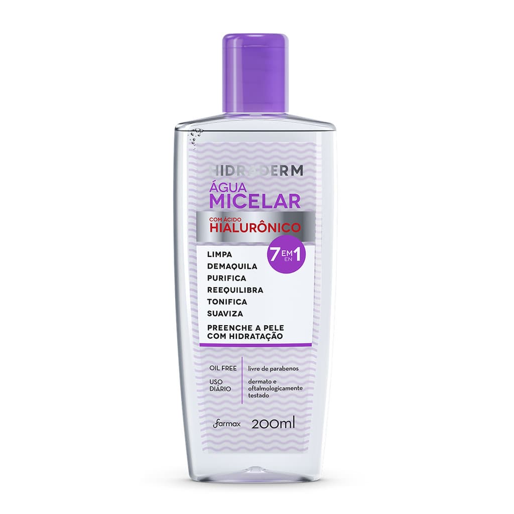 Água Micelar Hidraderm Ácido Hialurônico 7 em 1 200ml Limpeza Facial e Hidratação