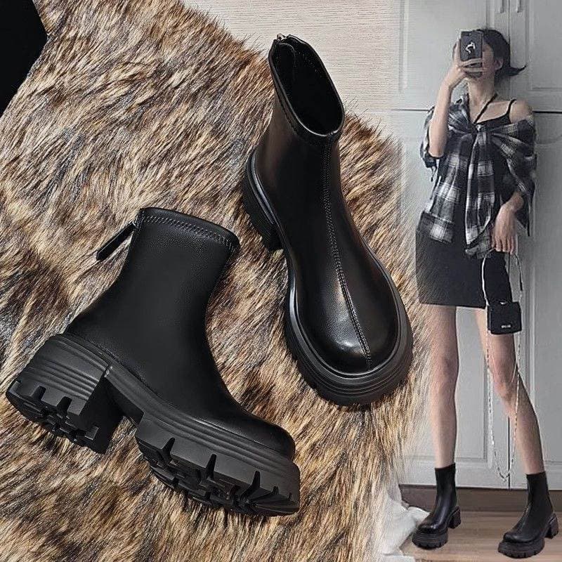 Botas Martin de sola grossa mulheres pequenos homens outono inverno Retro botas finas temperamento aumentado moda botas