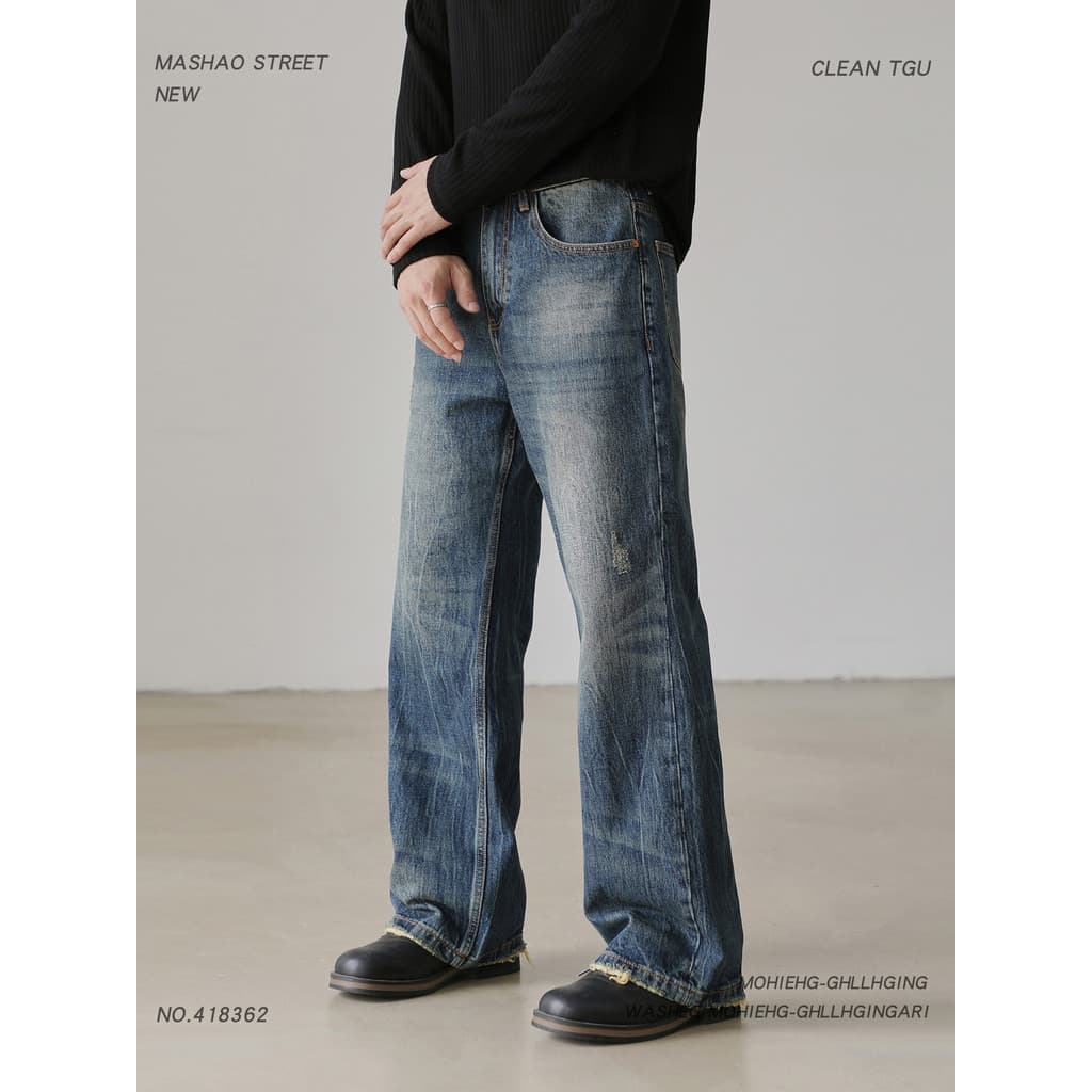 Americano Retro lavado calças de perna larga masculino verão 2026 novo estilo solto mais magro olhar Casual All-Match ca