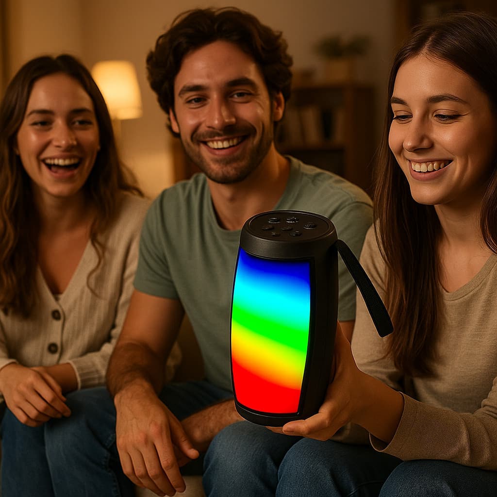Caixinha De Som Bluetooth Para Computador Notebook Celular Som Amplificado LED RGB Radio FM USB