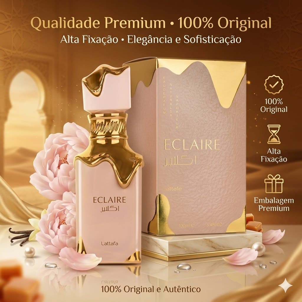 😍💖 Lattafa Éclaire 100ml EDP Original  Perfume Feminino Intenso Luxo & Longa Duração  100% Autêntico