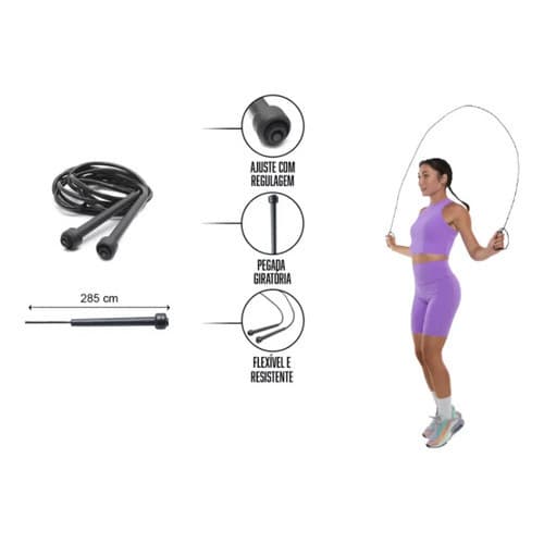 Corda De Pular Ajustável Pvc Academia Funcional Agilidade Fitness