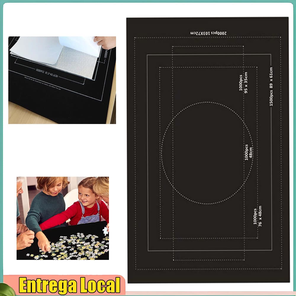 Tapete de armazenamento de quebra-cabeças de feltro Material de poliéster 120 x 80 x 0.15 cm pode conter quebra-cabeças