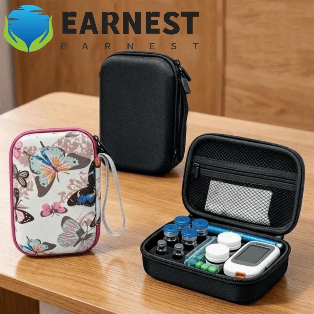 Estojo De Armazenamento De Frasco De Insulina EARNEST , Caixa Medidor De Glicose Espessada De Grande Capacidade , EVA À