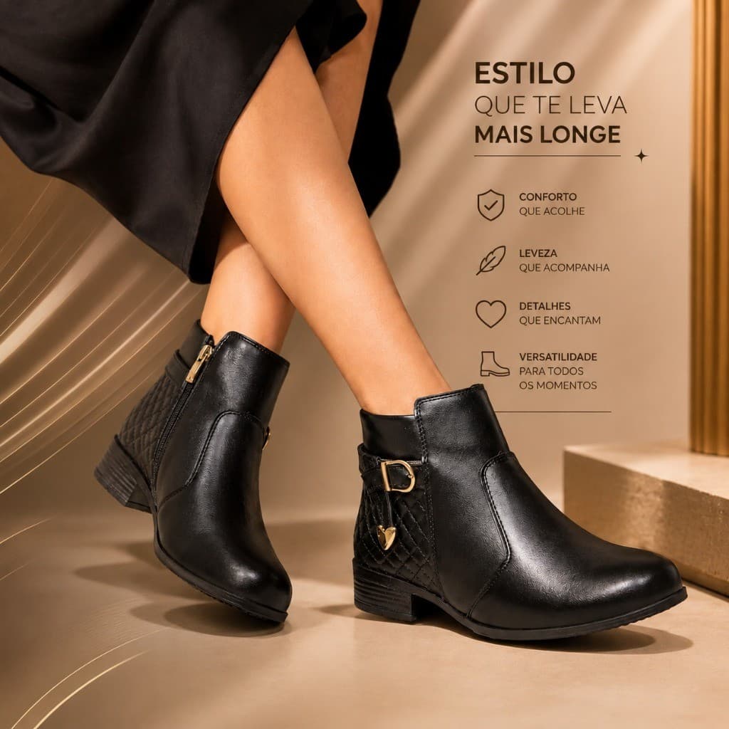 Bota Feminina Coturno Cano Curto  Confortável Envio Imediato!!