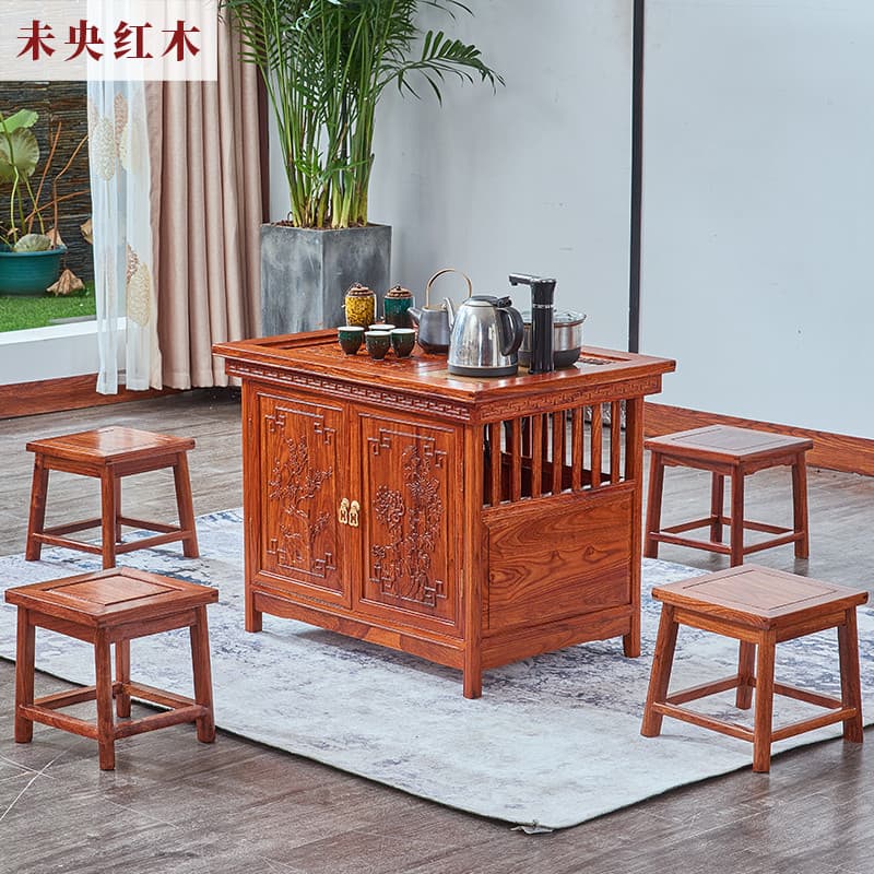 Mesa de chá pequena de mogno novo estilo chinês madeira maciça africano jacarandá Kung Fu mesa de chá cadeira combinação