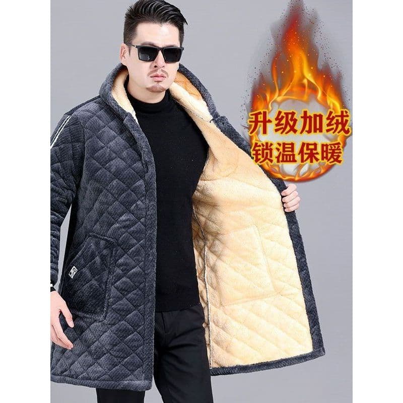 Inverno masculino três camadas forro de lã grosso acolchoado jaqueta com capuz acolchoado macacão acolchoado jaqueta mas