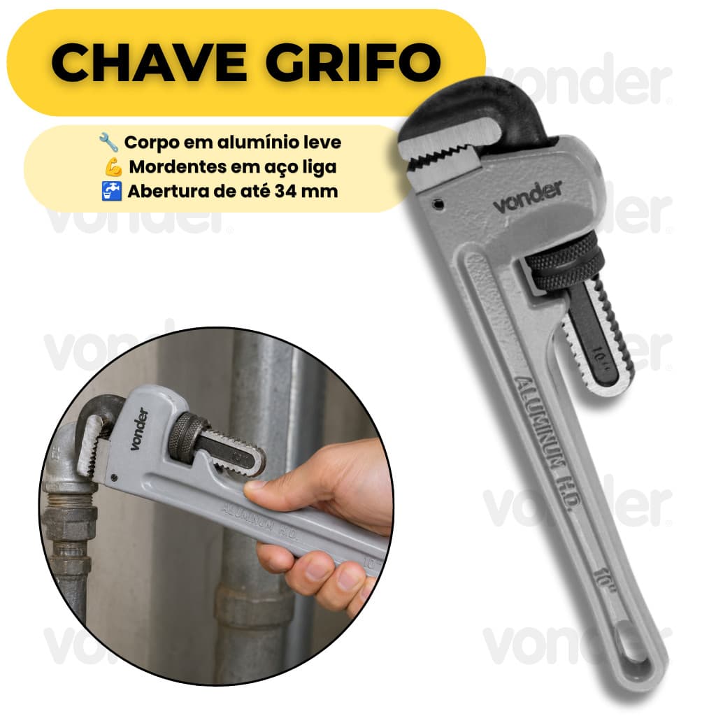 Chave Grifo Americana 10 Polegadas Alumínio Leve Mordente Aço Liga Para Tubos e Conexões