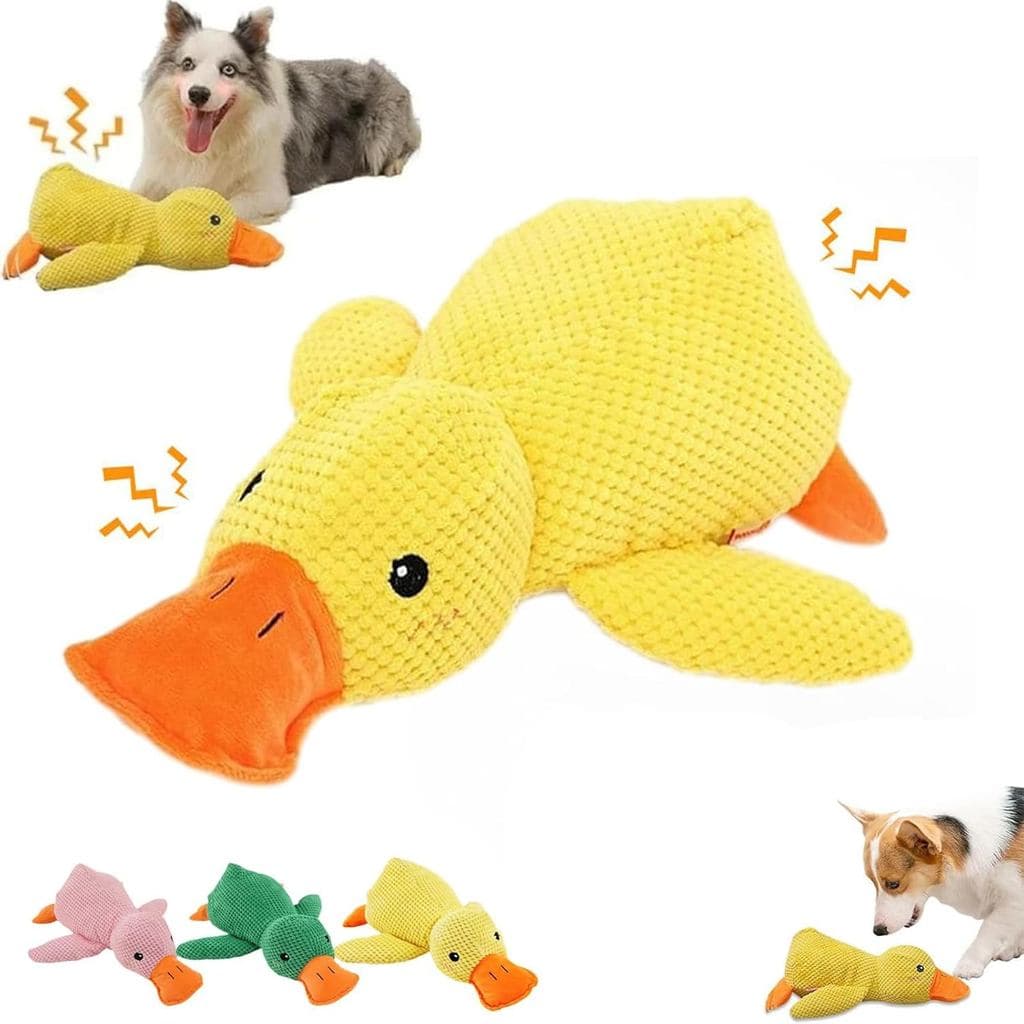 Yilia 2025 Brinquedo para Cães em Forma de Pato Amarelo Fofo e Calmante, Brinquedo para Cães em Forma de Pato que Emite