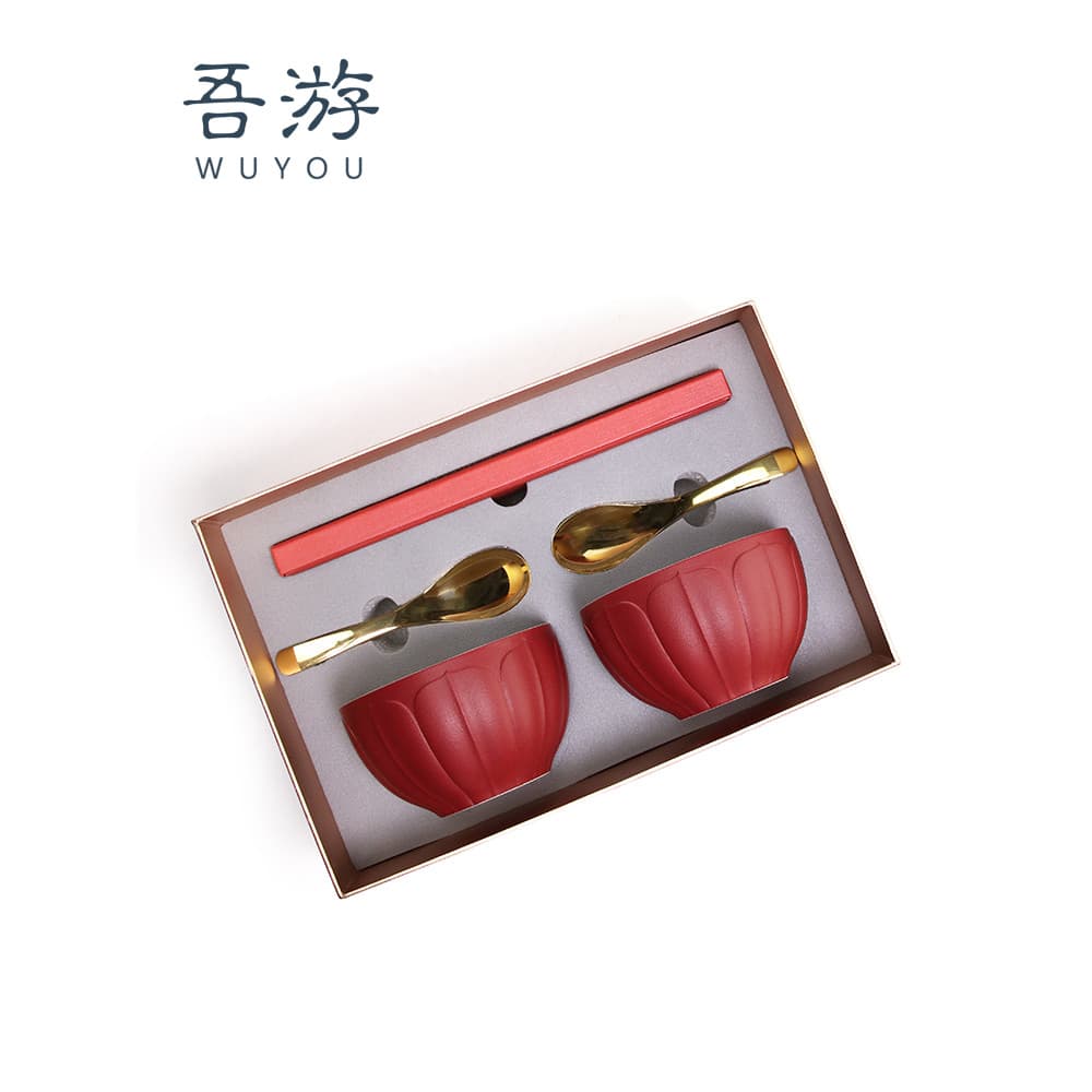Wuyou Presentes de casamento de alto valor Talheres para casal Enviar namoradas Conjunto de tigela feliz Equipamento Sup