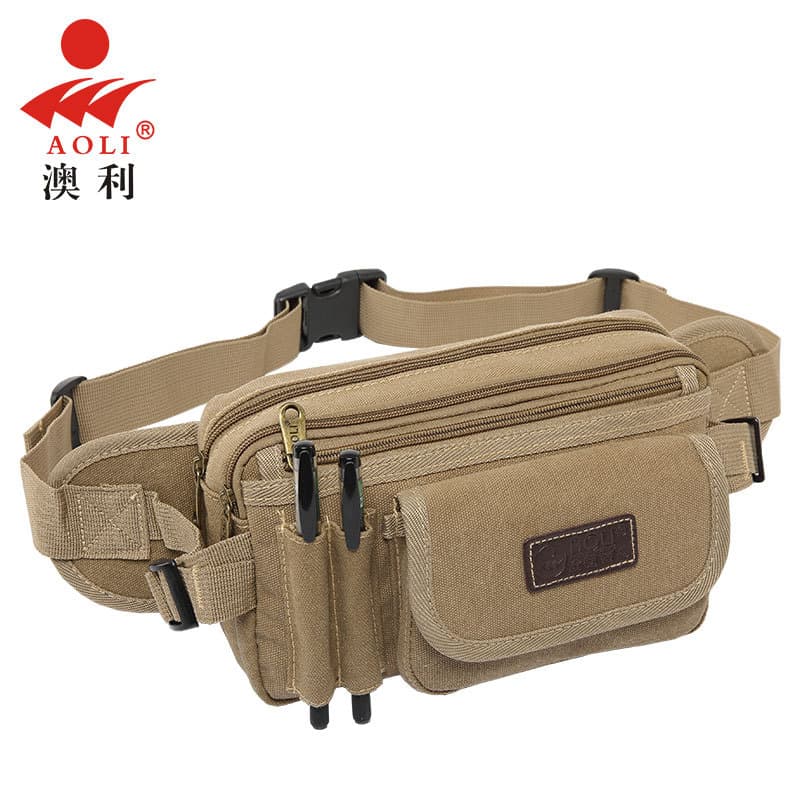 Bolsa de cintura masculina multifuncional prática resistente ao desgaste carteira de lona bolsa de negócios bolsa regist
