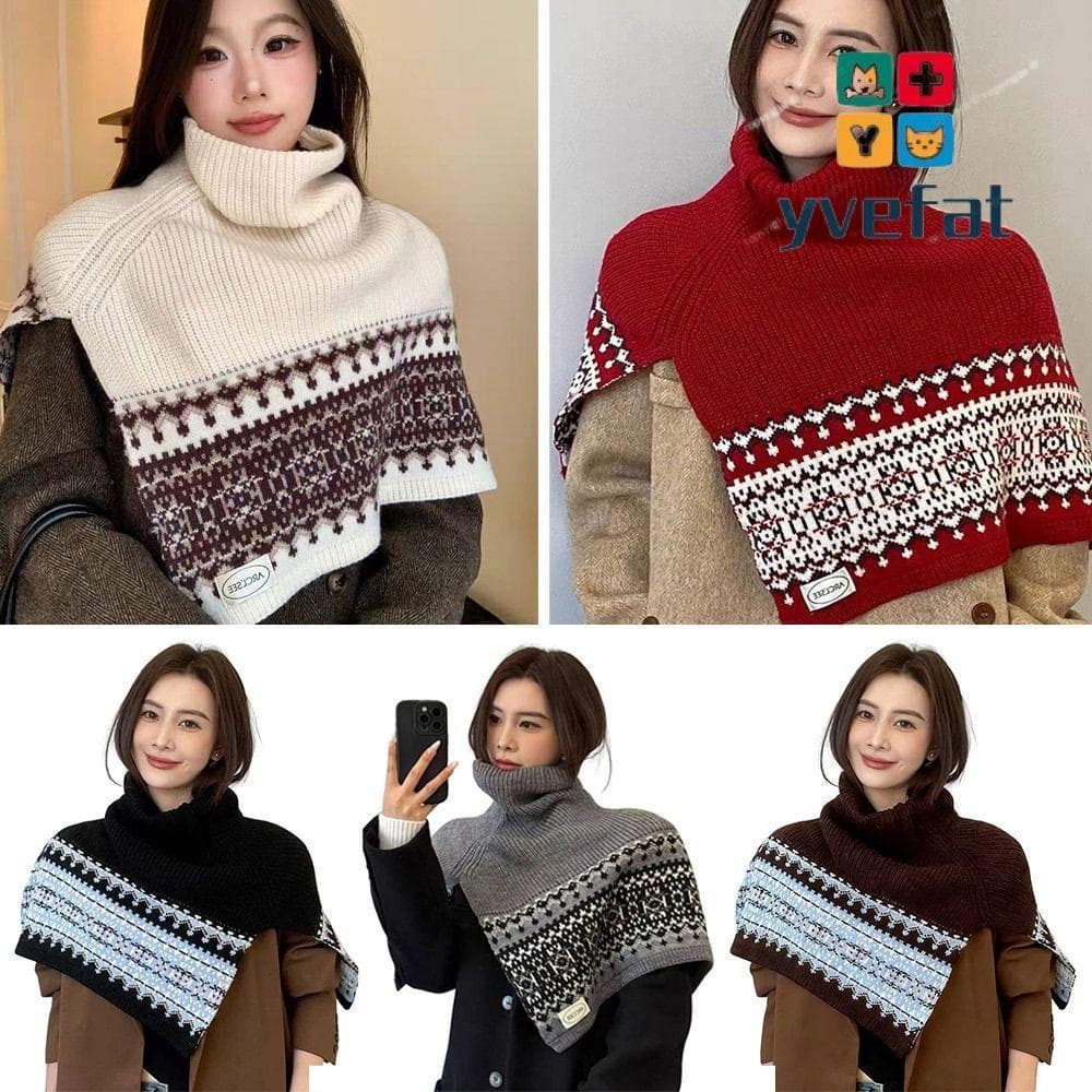 YVEFAT Xale Envoltório De Pescoço , Lenço Macio De Malha De Inverno , Moda À Prova De Vento , Cor Sólida , Gola Alta Que