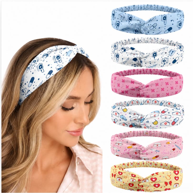 1/3/6Pcs Faixas de Cabelo Turbante Feminina Floral Poá Animal Print Yoga Fitness Academia