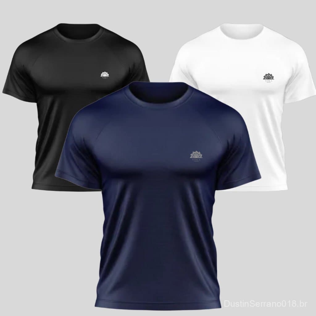 KIT 3 Camisetas Esportivas Dry Fit Lançamento 2026 Alto Desempenho para Fitness e Academia