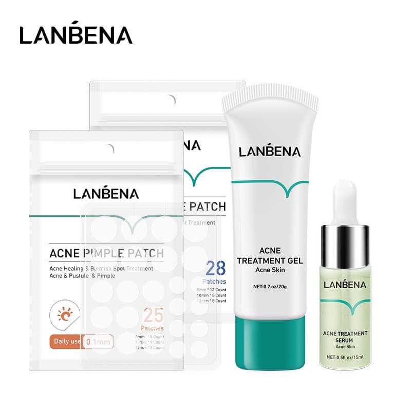 Adesivo para Acne LANBENA (uso diário) + Adesivo para Acne (uso noturno) + Máscaras de Tratamento para Acne Reduzem os P