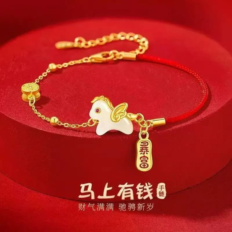 [Imediatamente rico] Ano do Cavalo Benming Ano Pulseira Menina Xiao Benming Ano Corda Vermelha Fique Rico Dinheiro Fortu