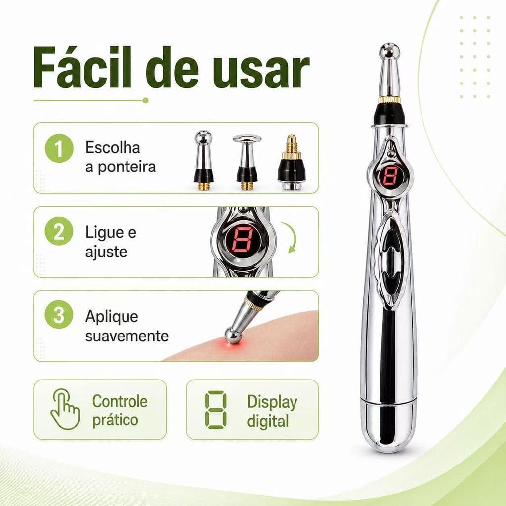 Caneta Acupuntura Massageadora Alivio Dores Estimulação Pontos Meridiona Relaxamento