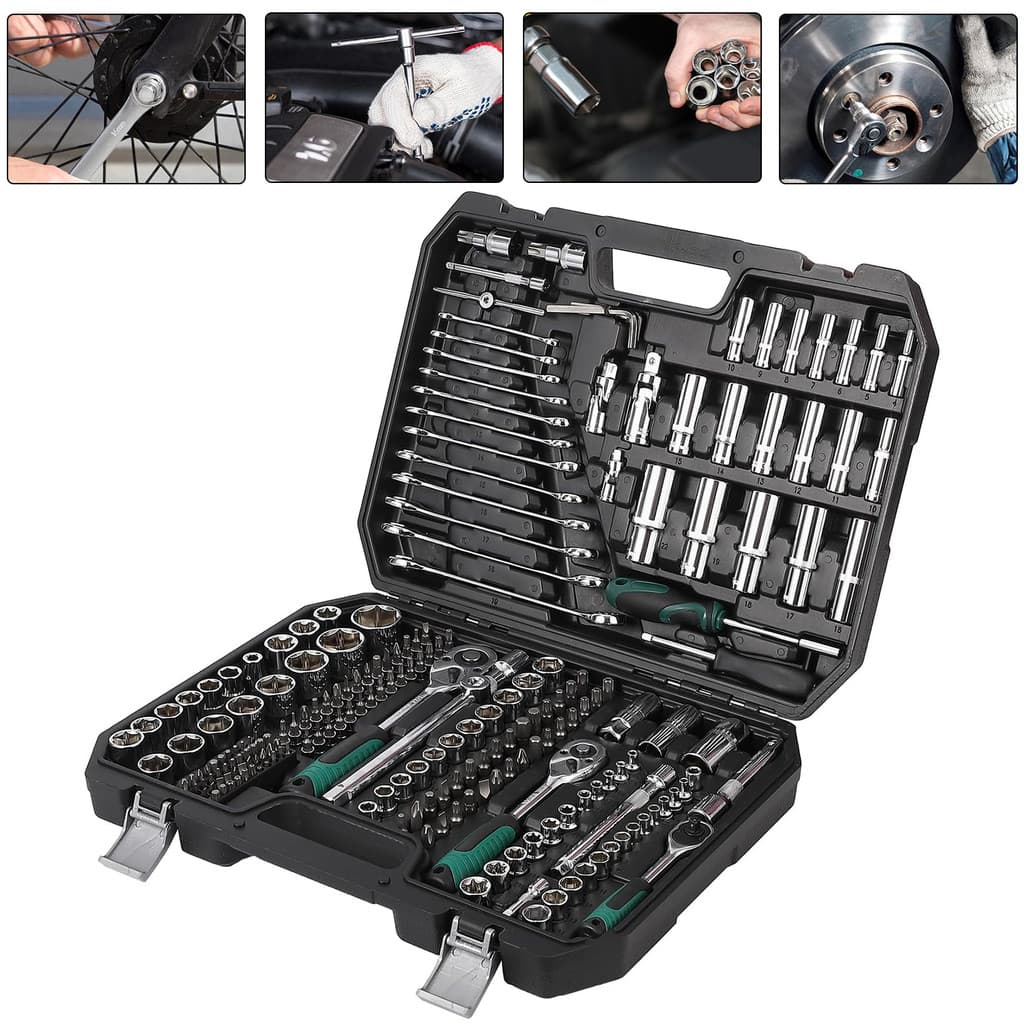 Kit Chave de Soquete para Automóveis | Chave de Catraca Reversível 72 Dentes, Conjunto Completo para Mecânica