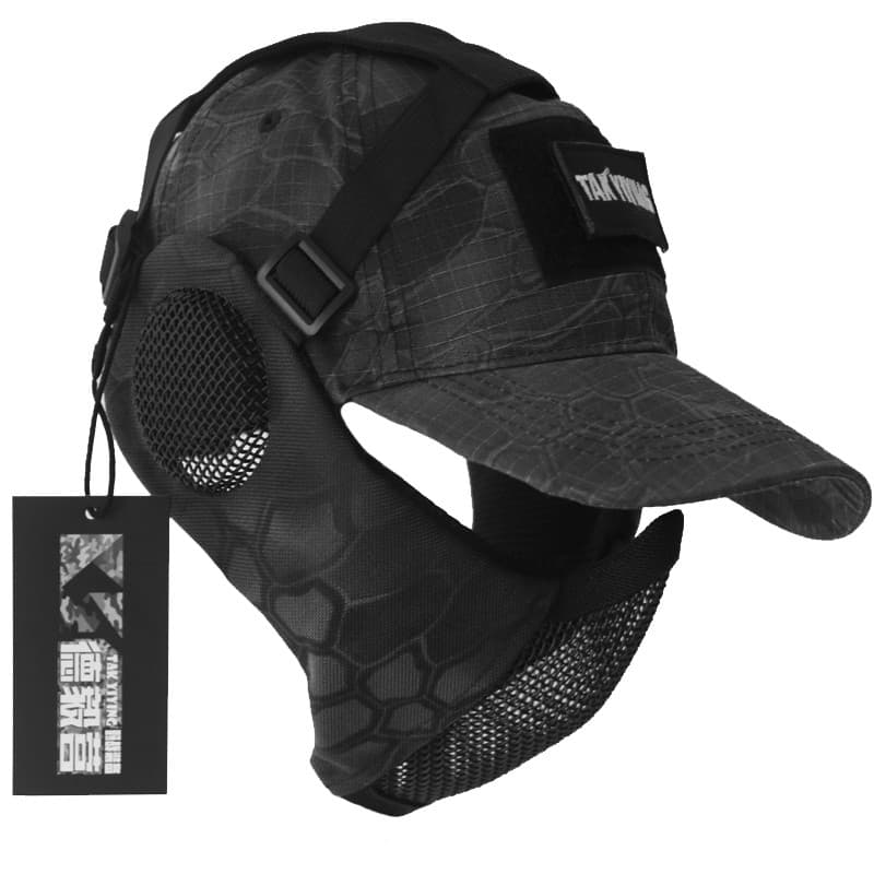 Deyi Camp Tactical Steel Fio Máscara Proteção Facial Proteção de Ouvido Proteção Externa Integrada Meia Face Máscara Res
