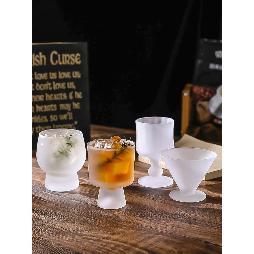 High-End sentir nicho de vidro fosco Medieval high-Footed sorvete sobremesa copo suco bebida fria copo influenciador cop