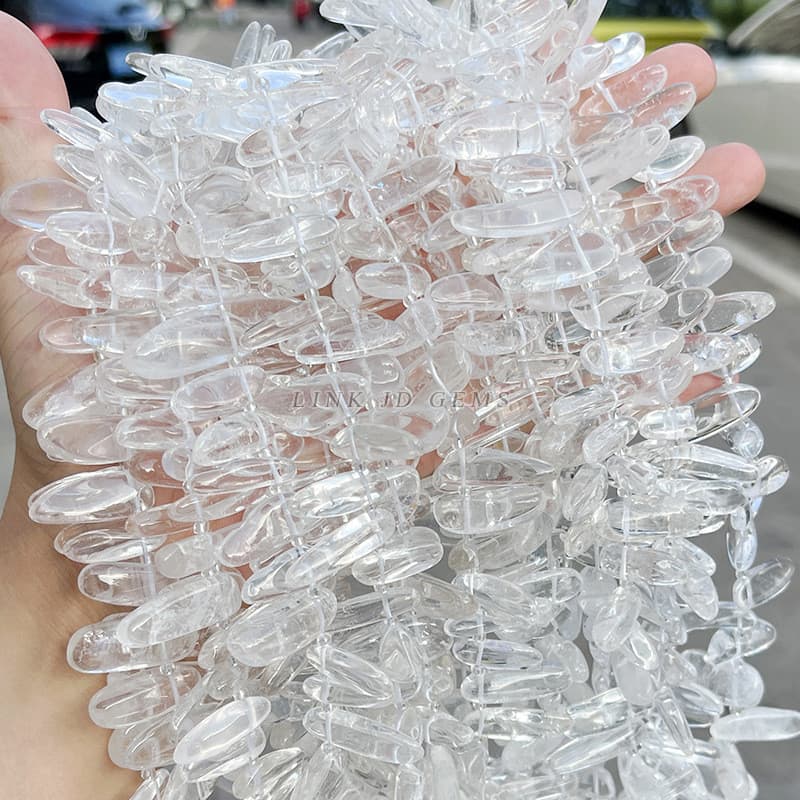 Preço de fábrica Natural branco cristal buraco lateral dentes longos Conformal contas soltas frisado acessórios jóias pr