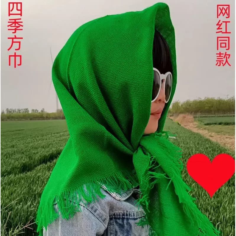 Influencer Village Girl Scarf Nostálgico Grande Lenço Quadrado Vermelho Rural Lenço Feminino de Meia-idade Lenço Quadrad