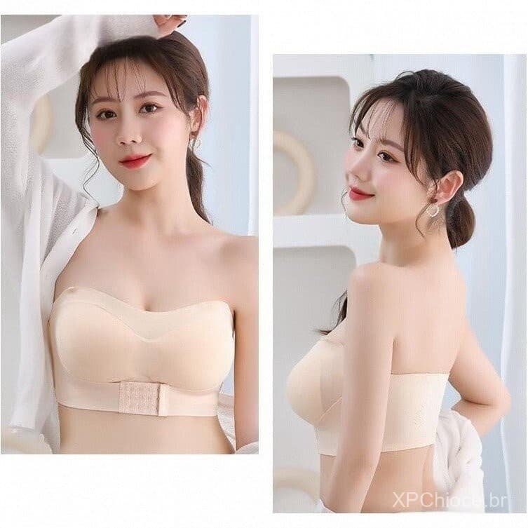 Sutiã Invisível Sem Alças Antiderrapante para Mulheres, com Aro, Estilo Regata de Verão, Roupa Íntima Sem Costura USNE