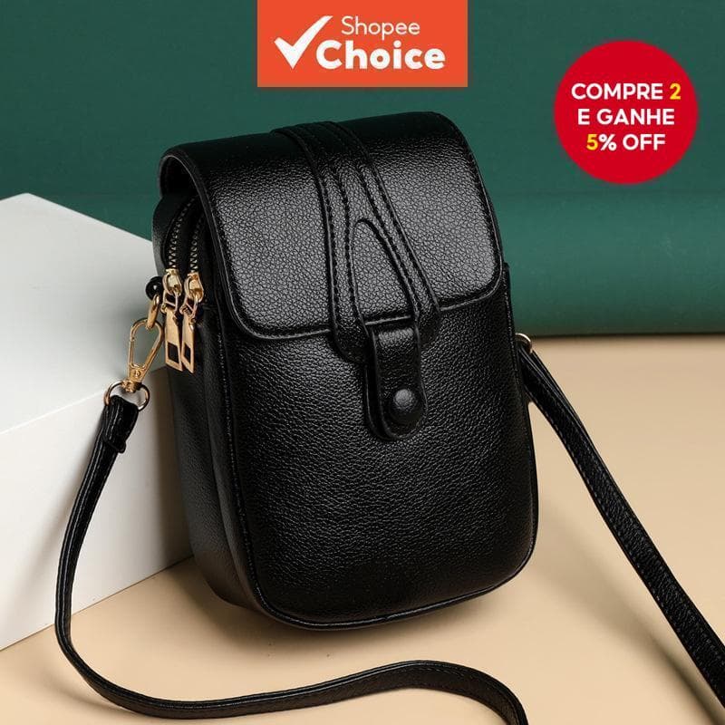 Crazy Bag Mini Bolsa Multifuncional Feminina De Couro Para Celular/Esporte