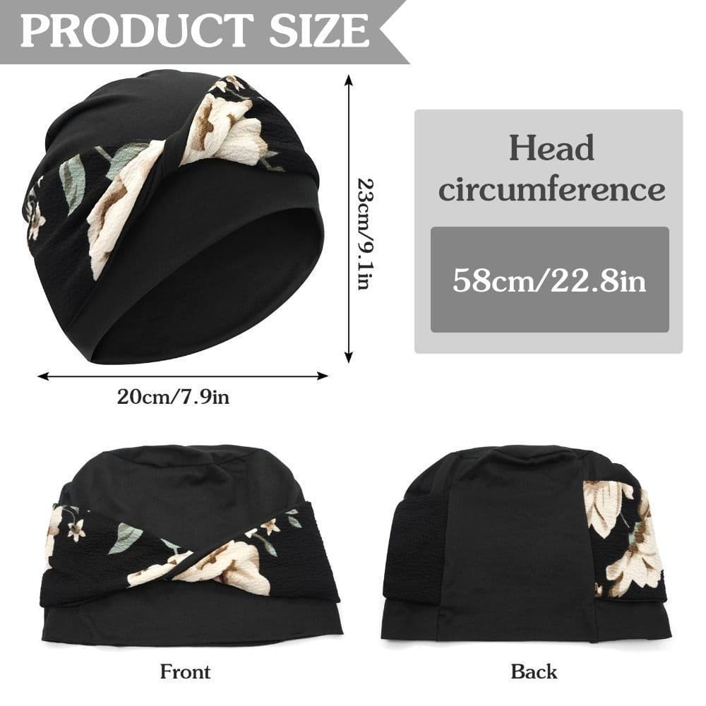 Turbante para Quimioterapia com Nó, Elástico e Macio, Respirável com Estampa Floral