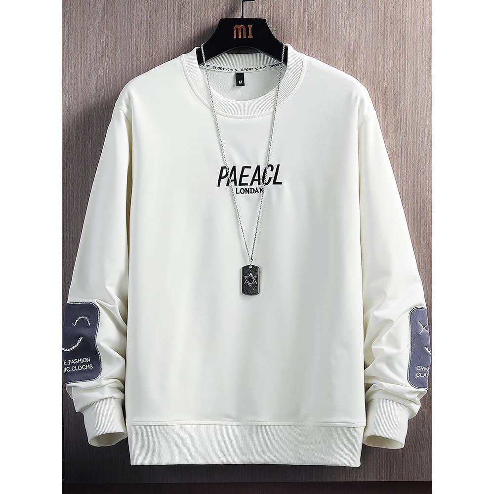 Moletom masculino primavera outono novo estilo ins na moda estudante de manga comprida camiseta adolescente em torno do